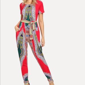 Ornate Print Skinny Jumpsuit